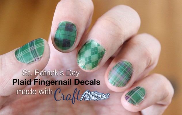 St. Patrick's Day plaid fingernail decals